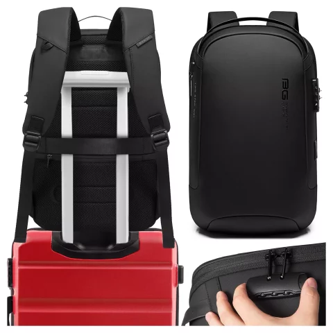 Bange voděodolný batoh na 15,6" notebook, městský cestovatel, 45x30x16 cm, do práce, do letadla, pánské, dámské, s USB portem Černá