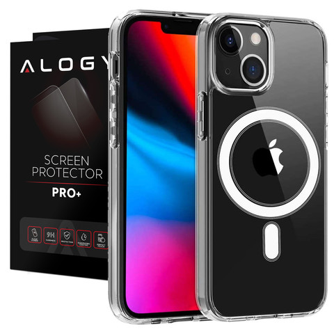 Pouzdro pro MagSafe Ultra Slim Mag Alogy for Qi pro Apple iPhone 14 Plus Clear Glass