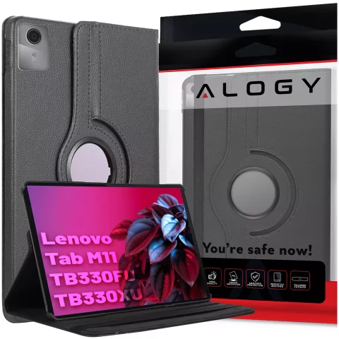 360 Hülle für Lenovo Tab M11 10,95" TB330FU / TB330XU / TB331FC Drehbare Abdeckung Tablet Flip Cover Case Alogy Schwarz