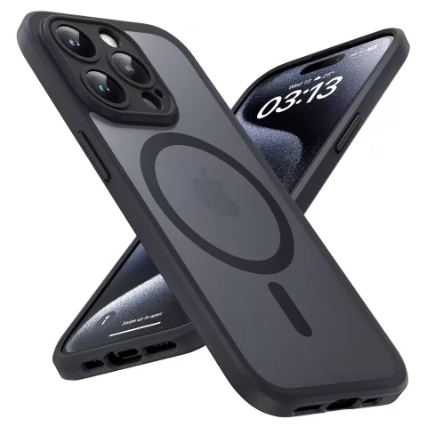 Hülle für Apple iPhone 14 Pro Max Alogy MagSafe Hybrid Matte Case Matte Cover mit Linsenschutz Schwarz