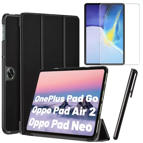Glass Case for OnePlus Pad Go/Oppo Pad Air 2/Oppo Pad Neo 11.4" Tablet Case Alogy Book Black Free Stylus