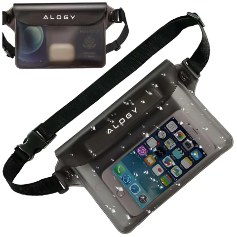 Waterproof case waist bag phone case water resistant 21.5x23.5cm Alogy Waterproof Black