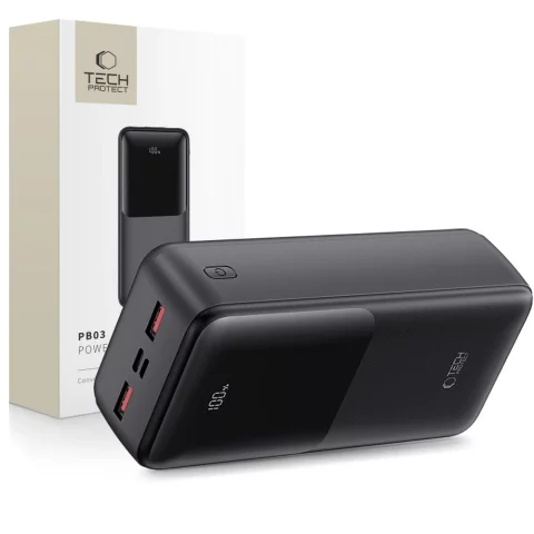 Powerbank Tech-Protect PB03 30000mAh 22.5W Czarny USB-A USB-C