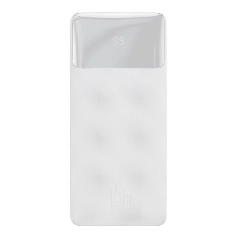 Powerbank mit Display Baseus Bipow 10000mAh 15W weiß (Overseas Edition) USB-A - Micro USB Kabel 0,25m weiß (PPBD050002)