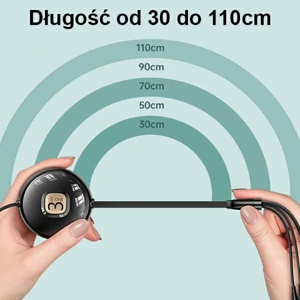 USAMS Kabel U69 3w1 1m czarny/schwarz (lightning/microUSB/USB-C)