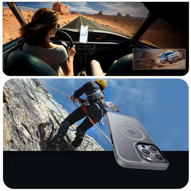 Hülle für iPhone 15 Pro Mag Safe Case MagMat Phone Back Cover Mattgraues Glas