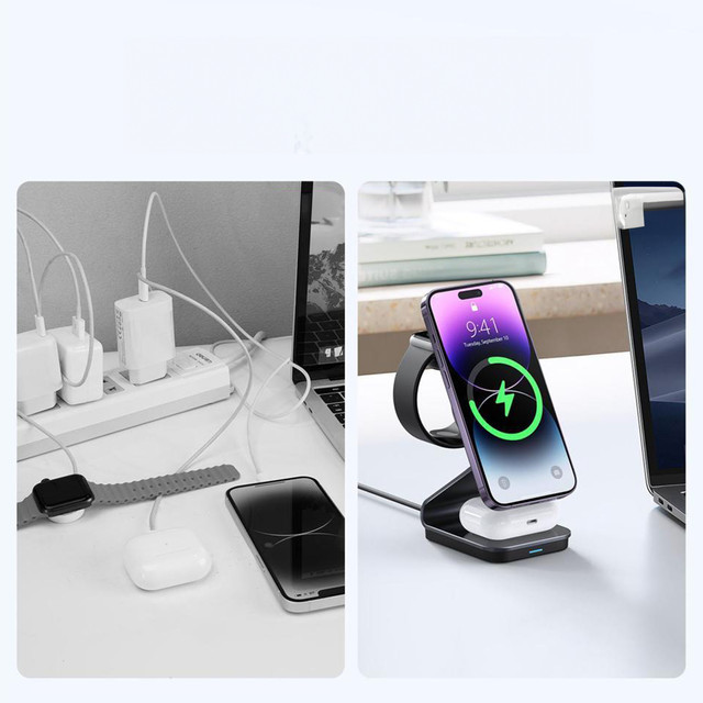 TECH-PROTECT QI15W-A29 3IN1 MAGNETIC MAGSAFE WIRELESS CHARGER BLACK