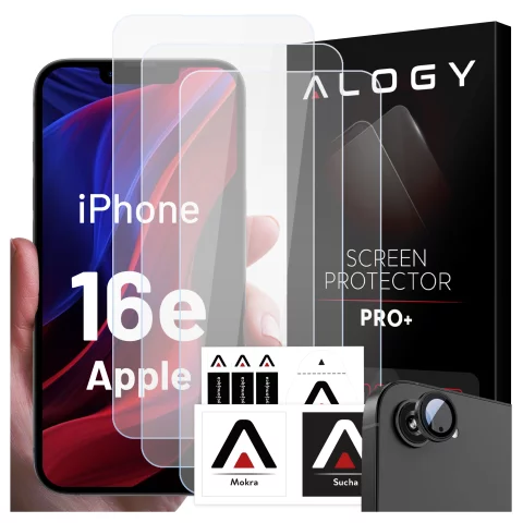 3x Tempered Glass Screen Protector for Apple iPhone 16e, Screen and Camera Protector, 9H Alogy GlassGuard Pack™️ Protective Glass Set