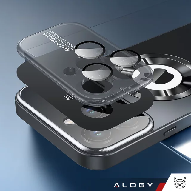 Etui do Apple iPhone 16 Pro obudowa Alogy MagSafe LuxeShield™ Case z ochroną obiektywów do MagSafe Graphite Black + szkło hartowane