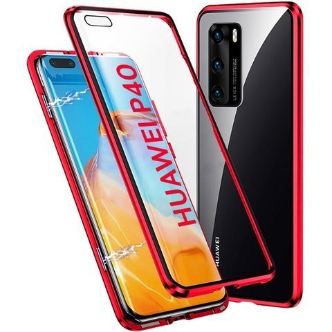 Double-sided Dr.Fit magnetic glass case for Huawei P40 Red