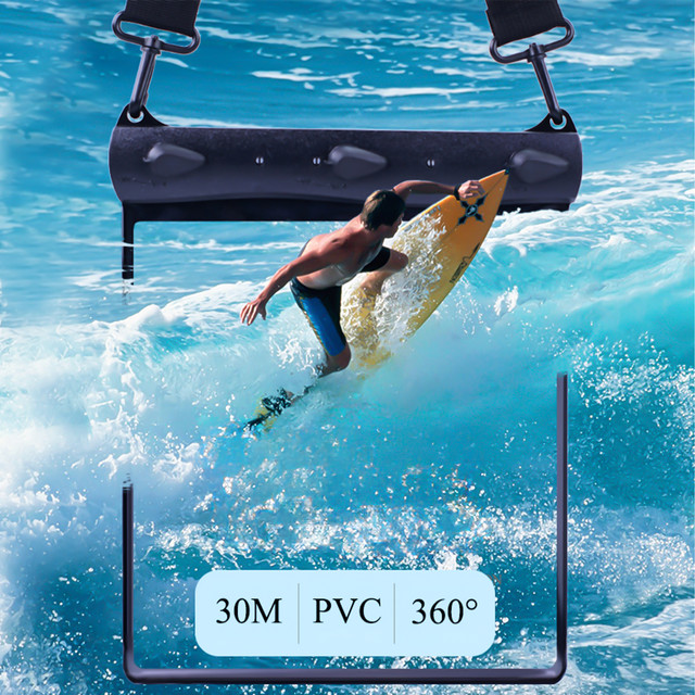 Etui wodoodporne na telefon 7.2" saszetka Case torba z pasek na ramię uniwersalne duże wodoszczelne 23x25cm Czarne