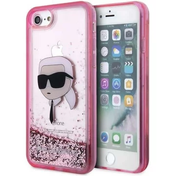 Handyschutzhülle Karl Lagerfeld KLHCI8LNKHCP für Apple iPhone 7/8/ SE 2020/2022 pink/pink Hardcase Glitter Karl Head