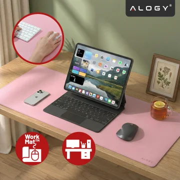 Podložka na stůl 90×45 cm – protiskluzová ochranná podložka z elegantní PU ekokůže, pro myš a klávesnici, stylová a odolná – Alogy WorkMat™ Pink