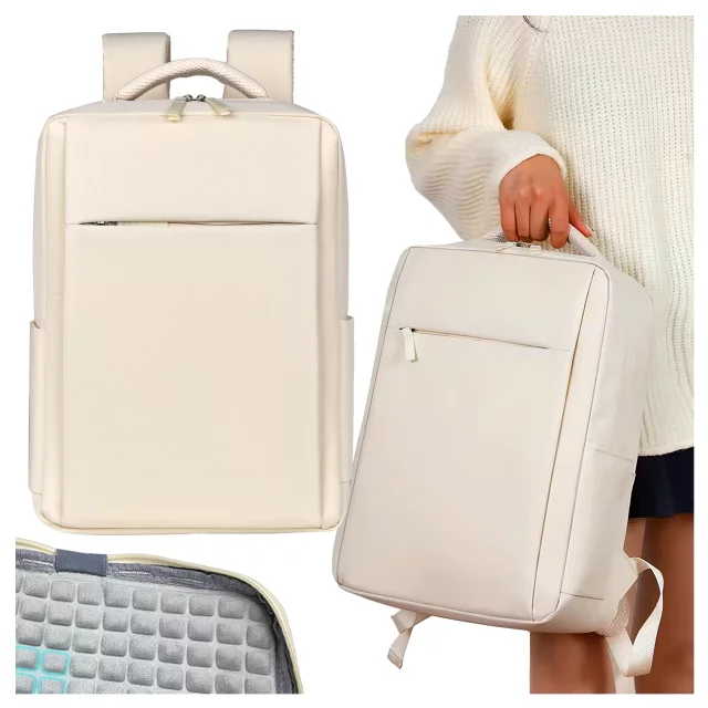 Alogy UrbanPack Pro™ Business Backpack for 15-16" Laptops – Waterproof, Shockproof, with Bottle Pocket and Luggage Strap – Beige