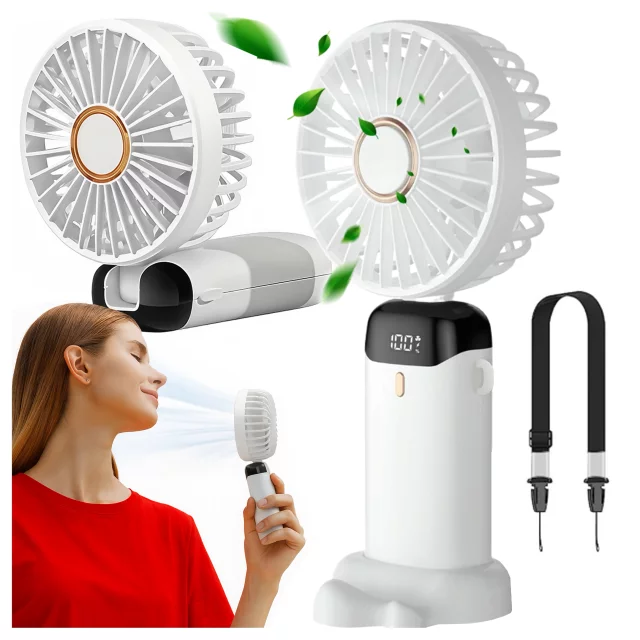 Alogy CoolBreeze™ Kabelloser, tragbarer Tischventilator mit Handyhalterung, USB-C-Ladeanschluss, 18650-Akku – Weiß