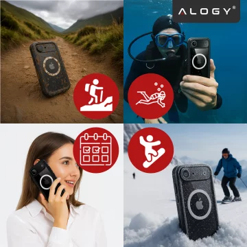 Alogy HydroArmor™ IP68 Case for Apple iPhone 17 Air 6.6", 360° Armored Case with Clear Back, MagSafe Compatible, Black