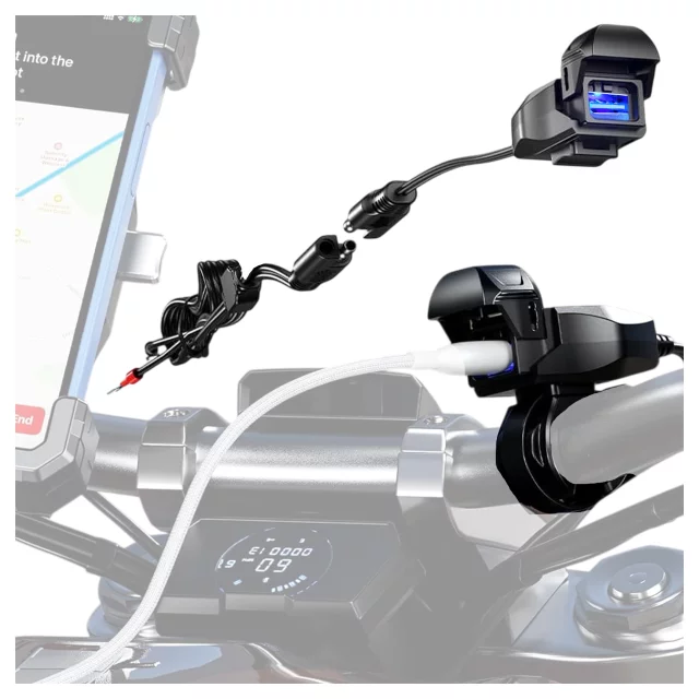 Ładowarka Motocyklowa Kewig USB-A 18W, Szybkie Ładowanie QC, Wodoodporna IP65 z Wyłącznikiem i Podświetleniem LED, Montaż na Kierownicy, do Telefonu, Kamerki, Interkomu – Czarna