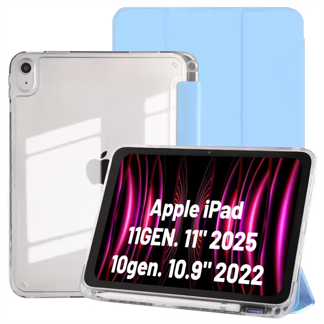 Etui do Apple iPad 11gen. 11" 2025 / 10gen. 10.9" 2022 Ochronne Hybrydowe z Miejscem na Rysik, Składana Okładka, Funkcja Podstawki, Alogy HybridBook™ Case – Błękitne