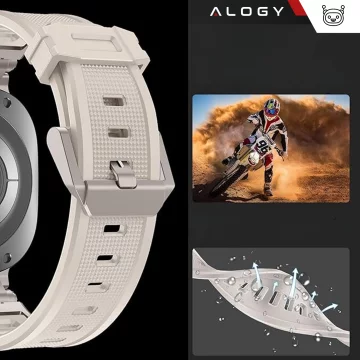 Alogy Luxusní kovový náramek TPU pásek pro Apple Watch 42/44/45/49 mm béžový