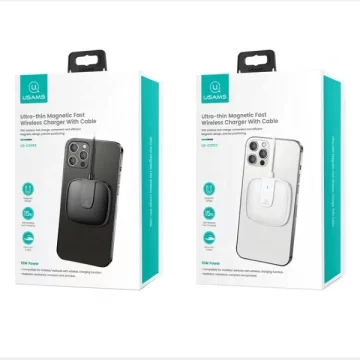 USAMS Induktionsladegerät US-CD153 magnetisch 15W iPhone 12 Serie weiß/weiß CD153DZ02