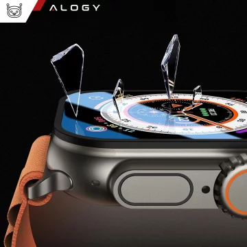2x Tempered Glass Frame for Apple Watch Ultra / Ultra 2 49mm for Alogy Screen Protector 9H Black
