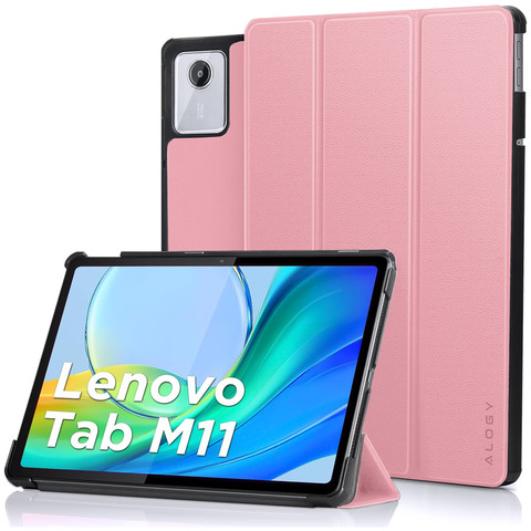 Etui do Lenovo Tab K11 K11E 11” M11 10.95" TB330FU / TB330XU / TB331FC Book Case Cover z klapką obudowa futerał pokrowiec Alogy Różowe + Szkło + Rysik