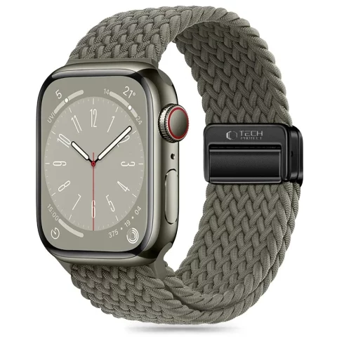 Nylonový řemínek pro Apple Watch 7 / 8 / 9 / 4 / 5 / 6 / 7 / 8 / 9 / SE / ULTRA 1 / 2 (42 / 44 / 45 / 49 mm) NylonMag OLIVE GRY