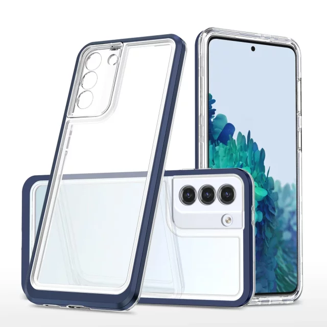 Etui Clear 3in1 do Samsung Galaxy S23+ Plus silikonowy pokrowiec z ramką niebieskie