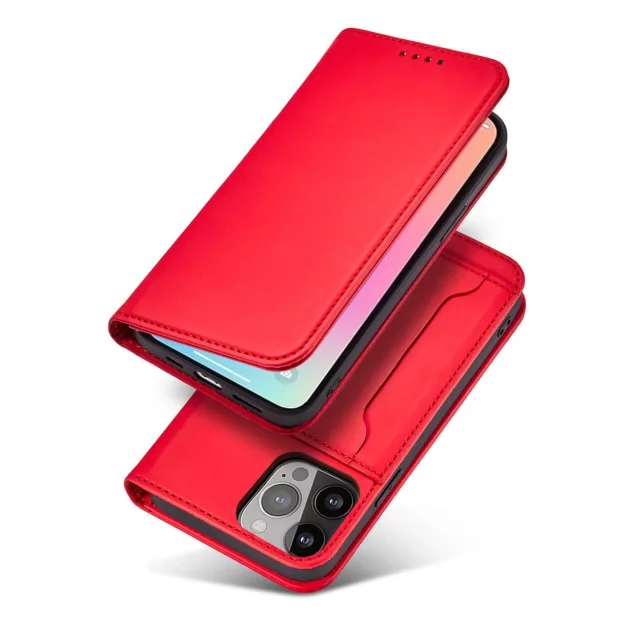 Magnet Card Case case for iPhone 13 Pro cover card wallet stand red
