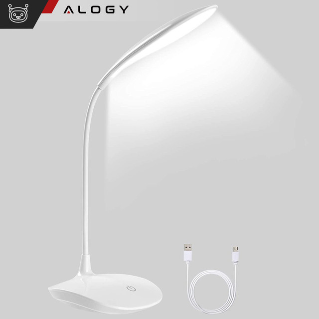 Stolní LED lampa na školní dotykový stůl USB stojící noční bezdrátová Flexible Alogy White