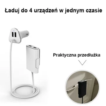 AWEI ładowarka samochodowa C-400 9.6A 4xUSB High Speed biały/white