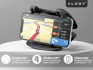Car GPS Phone Holder Cockpit Car Dashboard Cars Rotatable 360 Degrees for 6.5" Alogy Phone Black