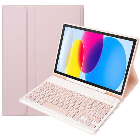Etui ochronne z klawiatura bezprzewodowa Alogy Keyboard Case z miejscem na rysik do Apple iPad 11 gen. (2025) / 10 gen. (2022) Różowe + Szkło