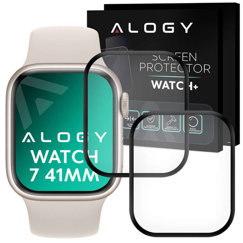 2x Alogy 3D flexibilní sklo pro Apple Watch 7 41mm černé