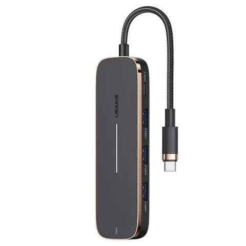 USAMS Adapter HUB 3xUSB   USB-C   HDMI czarny/black SJ578HUB01 (US-SJ578)