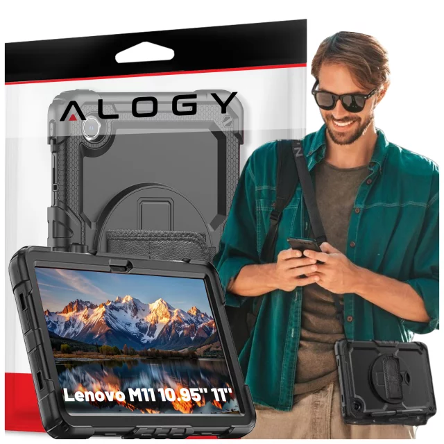 Etui pancerne 360 z miejscem na rysik do Lenovo K11/ K11E 11” / M11 10.95" 11" TB330FU TB330XU TB331FC Alogy Pirate 360 Case obudowa na tablet Czarne