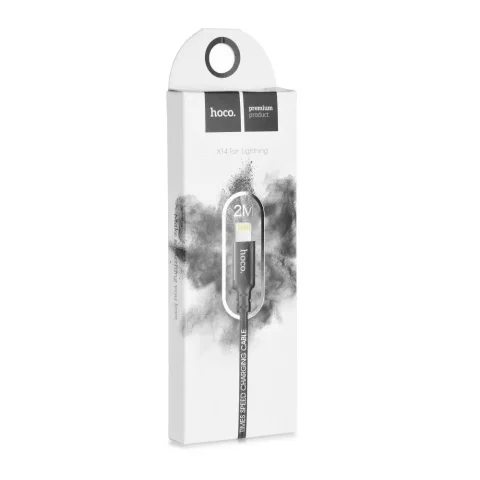 HOCO USB-A auf Lightning Kabel X14 2m Schwarz Textilgeflecht