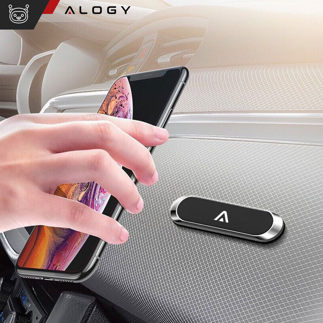 Car holder x2, Alogy set, magnetic, self-adhesive, black
