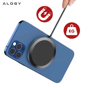 2-in-1-Autohalterung mit Alogy Airvent MagSafe QI Charger, induktives Ladegerät für MagSafe 15 W für Kühlergrill Schwarz