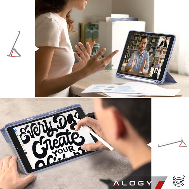 Pouzdro pro Apple iPad 10.2 9 Gen 8/7 2021/2020/2019 Smart Pencil Case Alogy TPU Kryt na tablet modrý