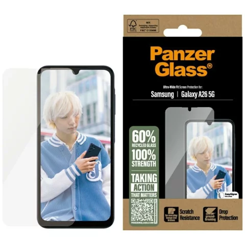 Gehärtetes Glas für Samsung Galaxy A26 5G PanzerGlass Ultra-Wide Fit