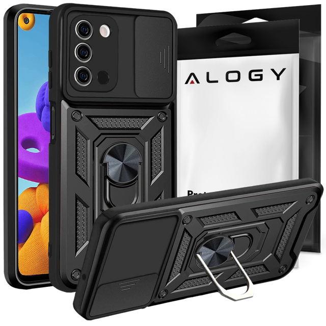 Pouzdro Alogy Camshield Stand Ring Case s krytem fotoaparátu pro Samsung Galaxy A03s 164 mm černé