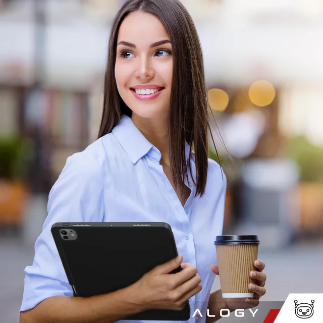 Etui ochronne z rysikiem do Apple iPad Pro 13" 2024 Alogy Book Cover Case obudowa na tablet Czarne + Szkło