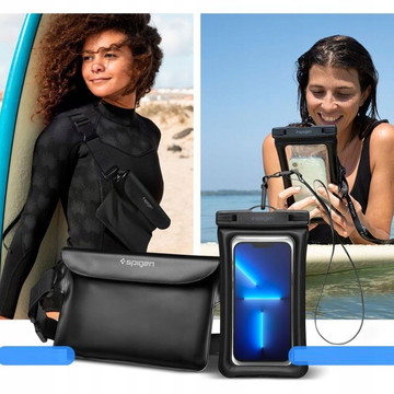 Spigen A621 IPX8 wasserdichte Hülle für Telefon Universal wasserdichte Gürteltasche Schwarz