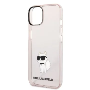 Ochranné pouzdro na telefon Karl Lagerfeld KLHCP14SHNCHTCP pro Apple iPhone 14 6,1" růžové/růžové pevné pouzdro Ikonik Choupette