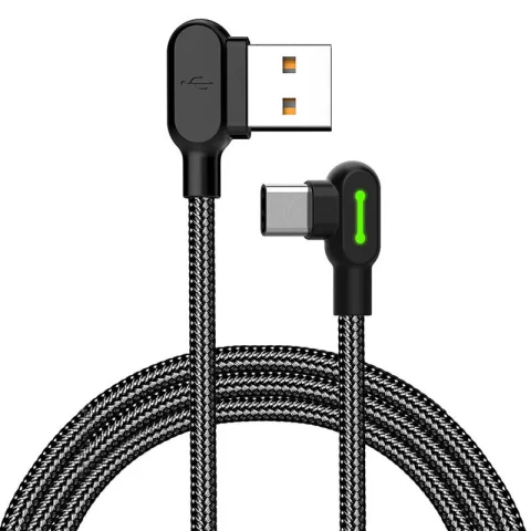 Mcdodo CA-5280 LED angled USB to USB-C cable, 3m (black)