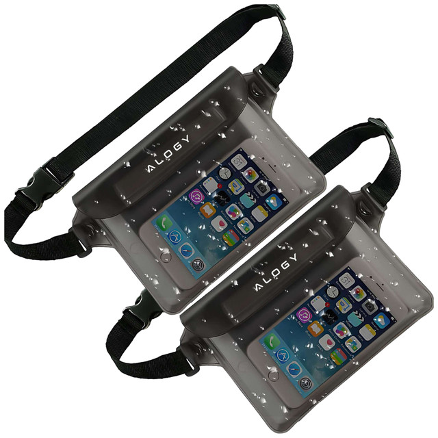 2x wasserdichte Tasche Hüfttasche Hülle für Telefon wasserdichte Hülle 21,5x23,5cm Alogy Waterproof Schwarz