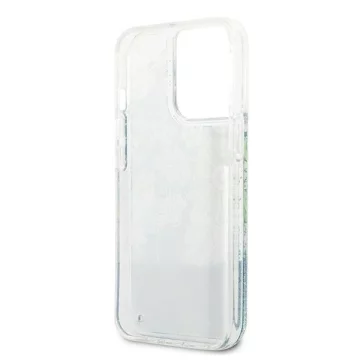 Guess GUHCP13XLFLSN iPhone 13 Pro Max 6,7" zielonový/zelený pevný obal Flower Liquid Glitter