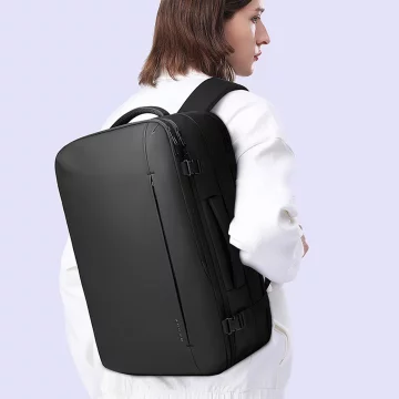 Bange waterproof backpack for a 17" laptop, city travel, 47.5x31x26 cm, expandable for work, airplane, men's, women's, black