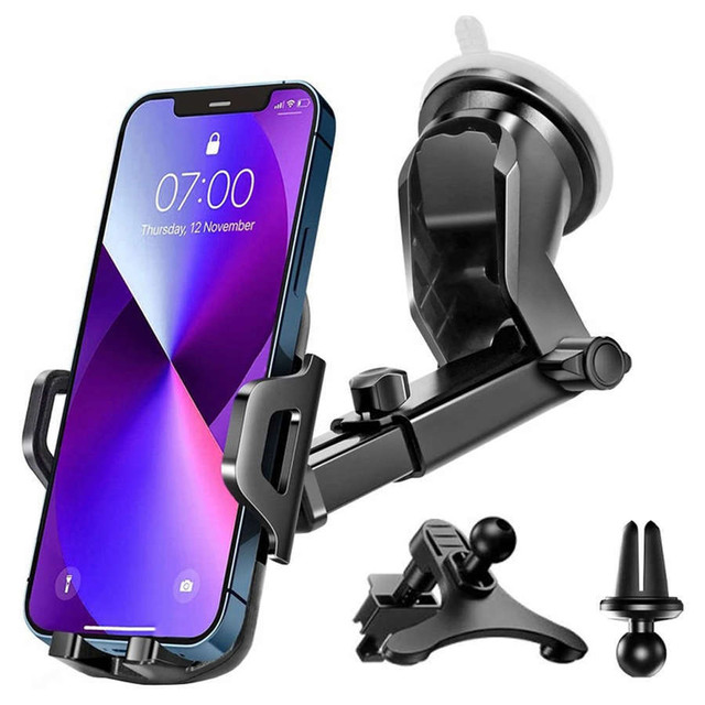 Alogy 3in1 Car Phone Holder for Window Window for Dashboard Grille Cockpit Black USB-C Cable 2.4A 1m